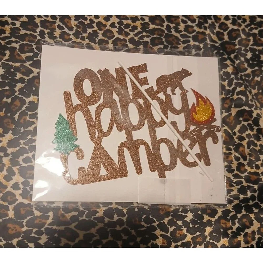 One happy camper cake topper for camp themed birthday party
